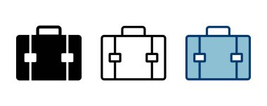 Beyaz arkaplanda izole edilmiş evrak çantası simgesi vektörü. Evrak çantası vektör simgesi