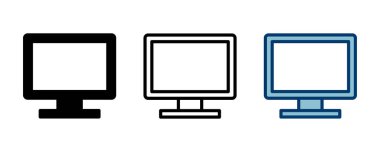 Beyaz arkaplanda bilgisayar simgesi vektörü izole edildi. PC Simge vektörü. Bilgisayar monitörü simgesi. Düz PC sembolü