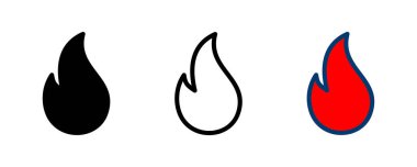 Beyaz arkaplanda izole edilmiş ikon vektörünü ateşle. Alev simgesi şablonunu ateşle. Ateş alevleri sembol vektörü