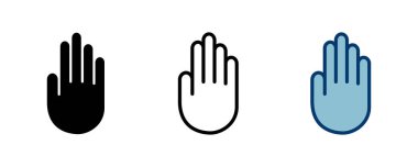 Beyaz arkaplanda el simgesi vektörü izole edildi. El hareketi. Eller dursun