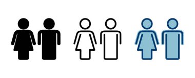 Beyaz arka planda erkek ve kadın ikon vektörü izole edildi. erkek ve kadın sembolü