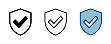 Beyaz arkaplanda izole edilmiş kalkan işaretleme simgesi vektörü. Koruma onayı işareti. Güvenli simge vektörü