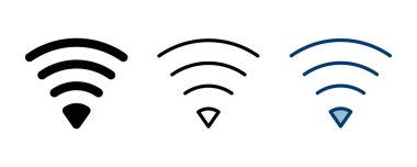 WIFI Simge vektörü beyaz arkaplanda izole edildi. Sinyal vektör simgesi. Kablosuz ve kablosuz ağ simgesi veya uzak internet erişimi için imza
