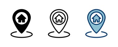 Beyaz arkaplanda izole edilmiş adres simgesi vektörü. Adres simgesi vektörü. ev konumu simgesi