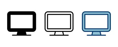 Beyaz arkaplanda bilgisayar simgesi vektörü izole edildi. PC Simge vektörü. Bilgisayar monitörü simgesi. Düz PC sembolü