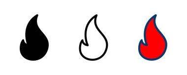 Beyaz arkaplanda izole edilmiş ikon vektörünü ateşle. Alev simgesi şablonunu ateşle. Ateş alevleri sembol vektörü