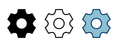 Simge vektörü beyaz arkaplanda izole ediliyor. vektör simgesi ayarlanıyor. Çarklar Simgesi Simgesi. Dişliler