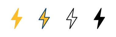 Şimşek simgesi vektörü beyaz arkaplanda izole edildi. Kilit simgesi vektörü. Enerji ve gök gürültüsü elektrik simgesi