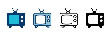 Beyaz arkaplanda izole edilmiş televizyon simgesi vektörü. Televizyon simgesi