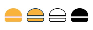 Hamburger ikonu vektörü beyaz arkaplanda izole edildi. Hamburger ve hamburger ikonu. Fast food vektör simgesi