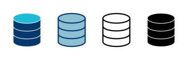 Veritabanı simgesi vektörü beyaz arkaplanda izole edildi. veritabanı vektörü simgesi
