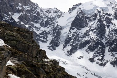 beautiful landscape with mountains and snow in winter
