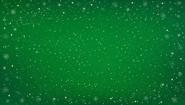 Πανό Κρίτμας Χιόνι Που Πέφτει Πράσινο Φόντο Διάνυσμα Αφηρημένη Σκηνή — Διανυσματικό Αρχείο