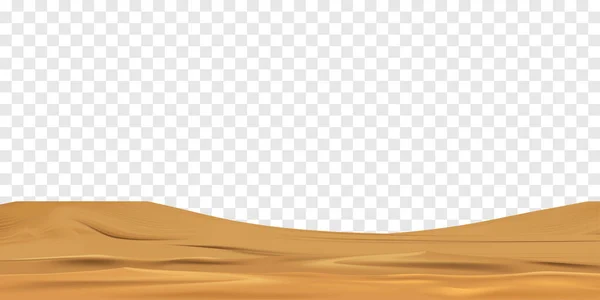 砂漠の砂の風景を透明な背景に隔離された 美しい現実的なビーチ砂丘 砂漠の3Dベクトル図 — ストックベクタ