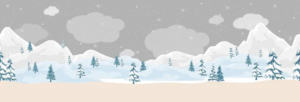 村里的冬季场景 人们在除夕夜进行户外活动 与小城镇的人们一起庆祝可爱的圣诞节 孩子们玩溜冰鞋 在山上滑雪 — 图库矢量图片