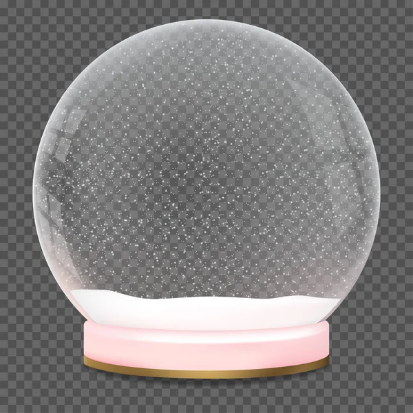 Snow Globe Crystal Dengan Snowy Terisolasi Latar Belakang Transparan Vector - Stok Vektor