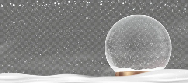 Зимний Фон Кристаллом Снежного Шара Снежным Изолированным Прозрачном Фоне Векторное — стоковый вектор