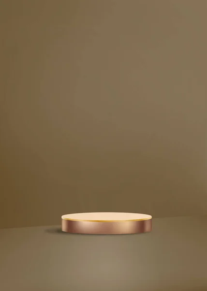 Studio Wall Dengan Display Pink Gold Cylinder Podium Macchiato Color - Stok Vektor