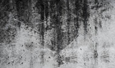 Beton duvar dokusu, pürüzlü grunge yüzeyi olan gri beton zemin, eski bina duvarında çiğ alçı olan koyu gri ve beyaz zemin, sunum için arkaplan kopyalama alanı olan Horizon arkaplan 