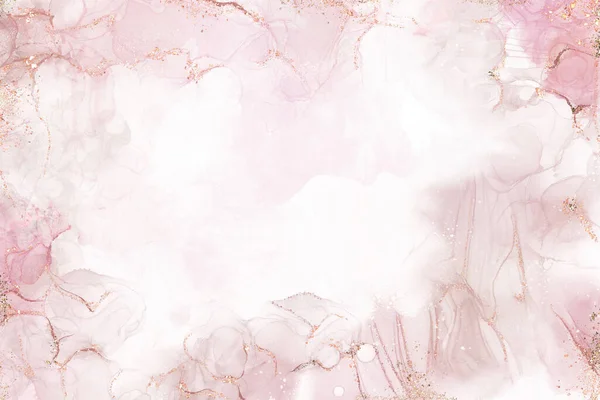 Σταγόνα Νερομπογιάς Βουτιά Ροζ Χρώμα Χρυσό Glitter Λευκό Φόντο Ζωγραφισμένο — Φωτογραφία Αρχείου