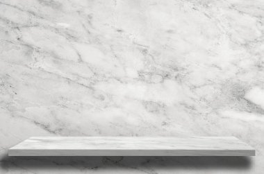 Glossy marble shelf on Granite wall texture background, White and Grey Marble nature pattern wall surface good for retail counter shop,Backdrop Background luxury interior interior design decoration