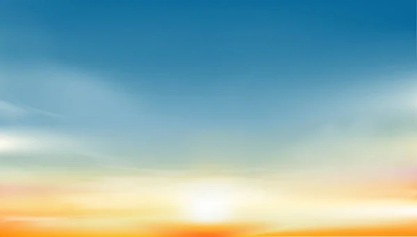 Фон Неба Заката Восход Солнца Желтым Голубым Небом Пейзаж Природы — стоковый вектор