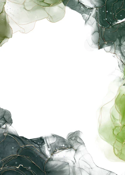 Зеленый Спирт Чернила Абстрактном Рисунке Акварель Капли Чернила Брызги Зеленый — стоковое фото
