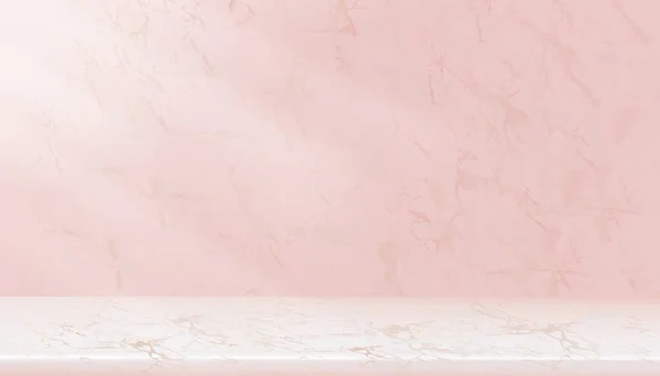 Beige Marmor Wandtextur Hintergrund Mit Rauem Boden Draufsicht Auf Rosa — Stockvektor