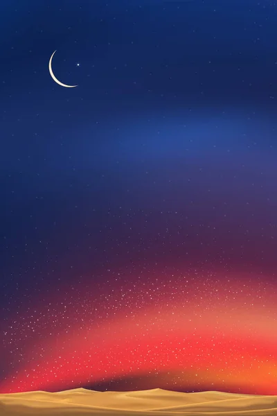 Carte Islamique Avec Croissant Lune Voie Lactée Lumière Orange Sur — Image vectorielle