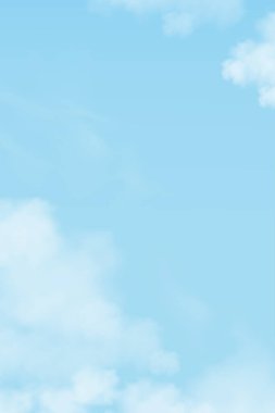 Bulutlu mavi gökyüzü, Dikey Bahar Couldy Gökyüzü, İlkbahar veya Yaz İçin Doğanın Vektör Sancak Arkaplanı, Ürün Sunumu, Satış, Reklam