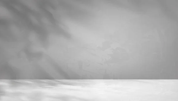 Grau Hintergrunddisplay Mit Schattenblättern Überlagert Auf Zementwand Raum Transparentes Weiches — Stockvektor