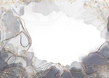 Watercolour drop splash Grey color with gold glitter on white background,Hand drawn paint Gray alcohol ink in abstract pattern,Illustration paint spectacular abstract backdrop,Mable liquid texture	