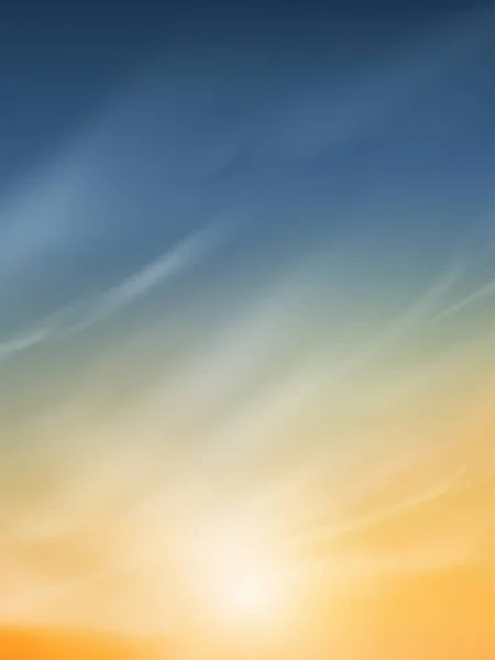 Sunset Sky Cloud Blue Orange Yellow Colour Background Dramatic Twilight — Wektor stockowy