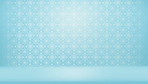 Ramadan Kareem Achtergrond Studio Display Islamitisch Ornament Arabisch Patroon Blauwe — Stockvector