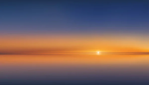 Summer Sunset Sky Sea Reflection Sunrise Orange Yellow Blue Sky — Stock Vector