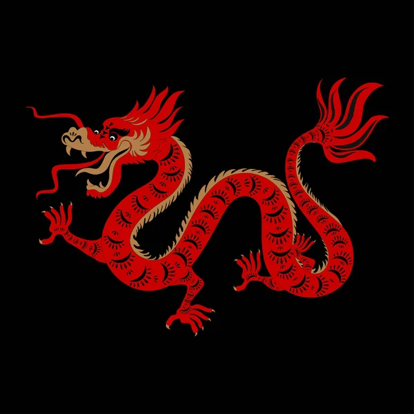 Dragon Chinees Nieuwjaar 2024 Traditionele Chines Zodiac Red Gold Dragon — Stockvector