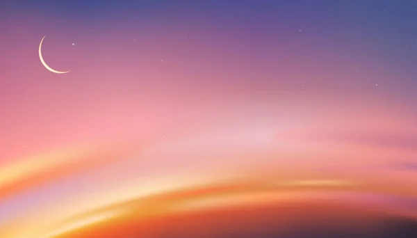 Hilal Aylı Günbatımı Gökyüzü 10Mayıs — Stok Vektör