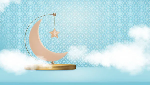 Diseño Saludo Eid Adha Mubarak Con Crescent Moon Star Colgando — Archivo Imágenes Vectoriales