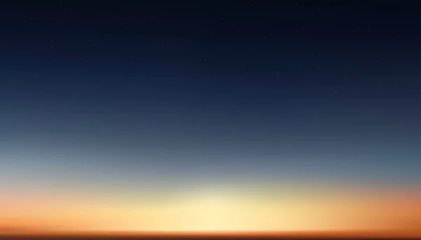 日落的天空背景 黄色的日出 蓝色的天空 黄昏时分的自然景观 黄昏时分的天空 矢量地平线的四季阳光概念 — 图库矢量图片