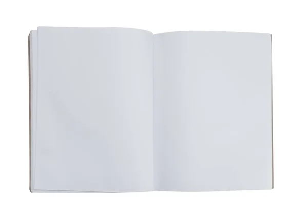 Prázdná Kniha Bílém Pozadí Samostatný Otevřený Deník Nebo Poznámkový Blok — Stock fotografie