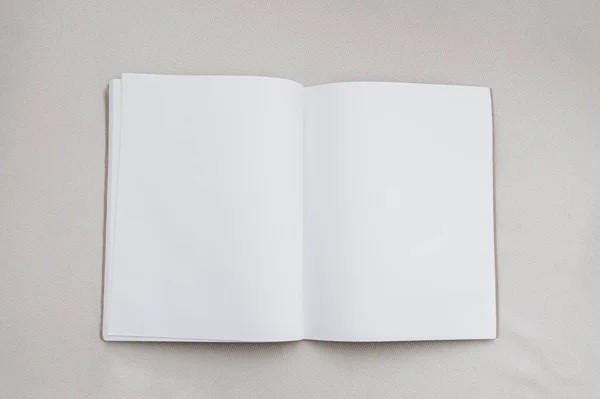 Töm Bok Canvas Texture Bakgrund Open Diary Eller Anteckningsbok Mockup — Stockfoto