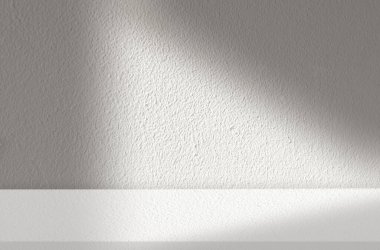 Beton Duvar dokusu Çimento zemininde Gölge, Boş Beyaz, Masa Üstü, Arkaplan Arkaplan Baharı veya Yaz Kozmetik Ürünleri Sunumu, Taklit Güzellik Sunumu