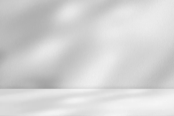 Studiohintergrund Hinterlässt Schatten Mit Sonnenstrahlenreflexion Auf Grauem Betonwandhintergrund Leeres Weißes — Stockfoto