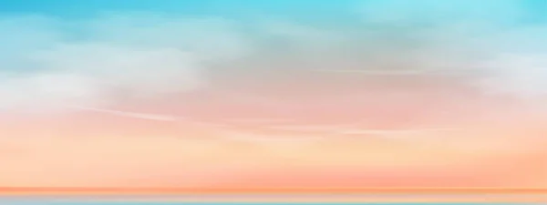 Langit Dengan Awan Horizon Morning Sky Pastel Sea Vektor Nature - Stok Vektor