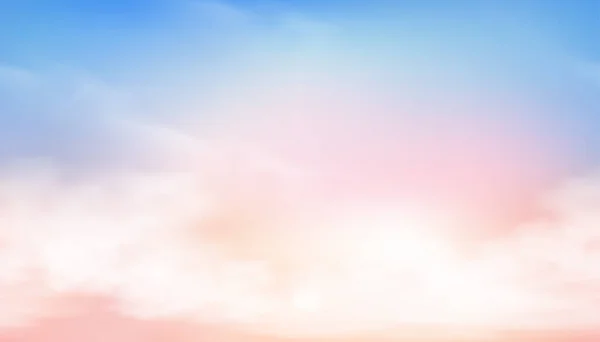 Sky Background Blue Pink Fluffy Clouds Seamless Pola Morning Sunrise - Stok Vektor
