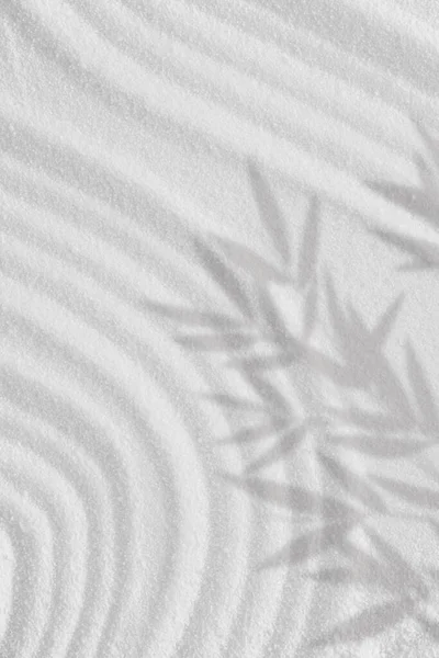 Песчаная Текстура Бамбуковыми Листьями Тень Духовный Узор Японский Дзен Сад — стоковое фото