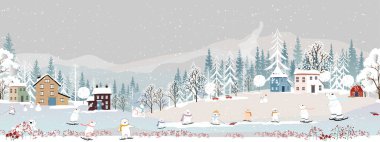 Kış manzarası, kusursuz desenli Noel gecesi tatlı kutup ayısı ailesi tepelerde buz pateni oynuyor, Vector kusursuz Kış Harikalar Diyarı ayısı ormanda kutluyor, Mutlu Noeller, yeni yıl geçmişi