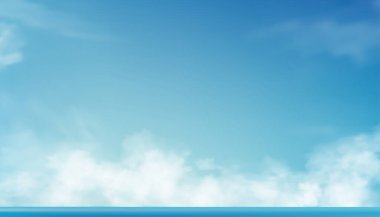 Gökyüzü Mavisi, Bulut Arkaplanı, Horizon Açık Bahar Gökyüzü Sahilde Sabah, Güzel manzaranın taşıyıcısı Yazın doğuşu, Arka plan panoramik bulutlar okyanus mavisi üzerinde beyaz bulutlar