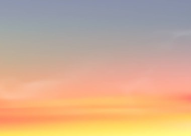 Sunset Sky Background, Sunrise with Yellow and Blue Sky, Doğa Sahnesi Dramtic Golden Hour with Evilight Sky after Sun Dawn, Vector Horizon Sunner Sunlight for Four Seasons konsepti
