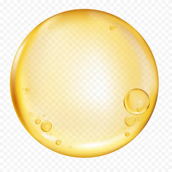 Golden Yellow Oil Gel Drop Dengan Gelembung Udara Terisolasi Gold - Stok Vektor